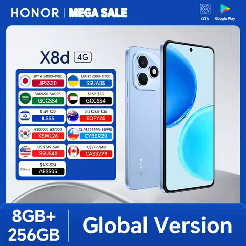 Global Version HONOR X8d 4G 8GB+256GB 6.77'' AMOLED 120Hz Screen 108MP Main Camera 7000 mAh 45W Supe