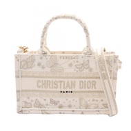 【二手】Dior Book Tote Mini Butterfly 兩用手提包 S5573CESU 白色帆布 Book Tote Mini Butterfly 女士二手 A