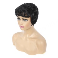 Wig Rambut Manusia Asli 100% Model Pendek Keriting Warna Remy Alami