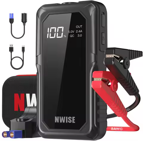 1600A Peak Jump Boxes for Vehicles(12V 8L Gas/6.5L Diesel Engine) Equipped Fast Wireless Charging Ju