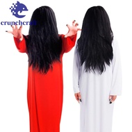 CRUNCHCRAFT​ Female Ghost Costume, White Red Sadako Halloween Costumes, Creative Scary Dress Up Horr