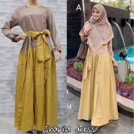 SHAKILA by D' lovera Dress Gamis Polos Kombinasi Kasual Katun ORI