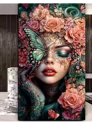 Fantasy Colorful Woman Butterfly Diamond Painting Kits for Adults Diamond Art 5D Gem Art Kit Big Siz