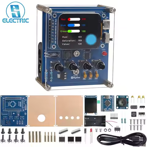 DIY Color Recognition Soldering Practice Kit with TCS34725 Sensor 1.69'' TFT Display STEM Electronic