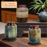 Bat Trang ceramic dry tea jar, Tea jar, Tea box, Dry tea jar, Dry tea box, Ceramic jar with lid