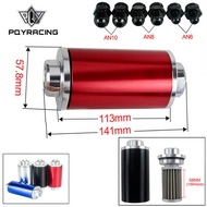 Car Universal 58mm Gasoline Filter with AN6/AN8/AN10 Connector 6 Connectors 100micr