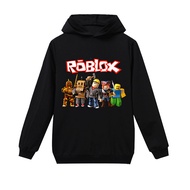 ชุดเด็ก roblox เสื้อสเวตเตอร์แขนยาวแบบบางแบบลำลองใส่ช่วงฤดูใบไม้ร่วงสำหรับเด็กและเด็กผู้ชายเสื้อมีฮู้ดลายการ์ตูนสวมหัว2024