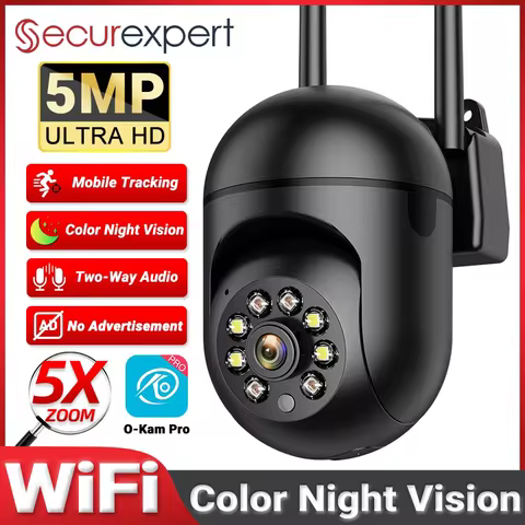 5MP Ultra HD Outdoor PTZ WiFi Security Camera | Auto Human Tracking | Color Night Vision | 2-Way Aud