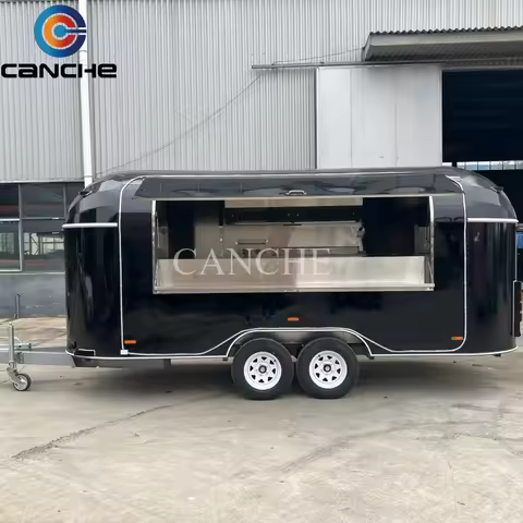 Netherlands Barbecue Food Track 5x2m Food Truck Van Kitchen Shining Square Trailer for Fast Food
