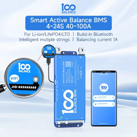 Smart bms wifi bt Active balance bms 16s bluetooth 4S 8S 10S 24S 40A 60A 80A100A Lifepo4 Li-ion LTO