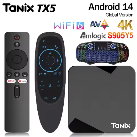 Tanix TX5 S905Y5 4K HD TV Box 4G 32G Android Box AV1 2.4&5G Dual Wifi Smart Set Top Box 3D Streaming