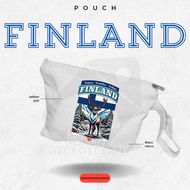 Discountgedegedean Finland Helsinki Souvenir Pouch Wallet By Finland Blacu Material with Zipper Type