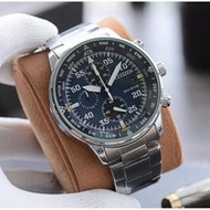 【現貨速發】【男神必備熱賣】CA0690-88L飛行員44毫米男士計時不銹鋼石英腕錶 皮帶手錶 流行表 男士商務手錶