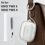 for VIVO TWS 5 / VIVO TWS 4 Earbuds Case with Secure Lock & Phone Stand, Soft TPU Protective Clear C