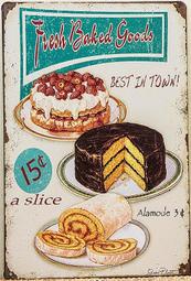 【鐵板畫倉庫】食物點心草莓蛋糕捲巧克力蛋糕手繪廣告海報美式工業風復古風咖啡廳早午餐廳壁畫掛畫鐵版畫鐵皮畫C066
