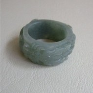 Burmese Jade Ring Jadeite type A Inner Size 22.5mm Or Number 69-71 Width 13.7mm Dragon Carving Suita