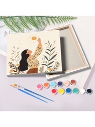 1pc Framed Diy Paint By Numbers Beginner Kits Cartoon Picture Women Handicrafts Easy To Paint On Can