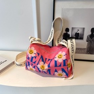 Thailand Gentle Woman Painted Print Cute Canvas Bag 2023 New Casual All-Matching Shoulder Bag