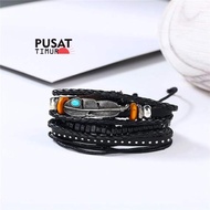 Tetro Punk Orange Ethnic Wing Bracelet Set for Men, Cool Leather LatestINFINITY | EAST HEALTH