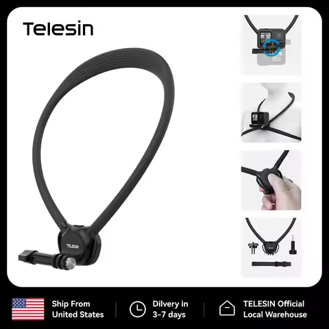 TELESIN Neck Mount SE 2.0 Chest Strap POV Vlog for GoPro Hero 13 12 11 10 9 Insta 360 X5 X4 Ace Osmo