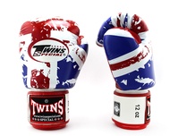 นวมมวยหนังแท้ Twins Special Boxing Gloves FBGVL3-44 Thailand and UK Flags Pattern Genuine Leather