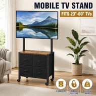 23-60 Inch Mobile TV Stand with 4 Storage Drawers Lockable Rolling Floor TV Mount VESA 400x400