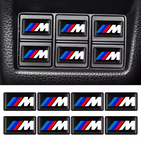 10pcs Epoxy Car Window Lift Button Steering Wheel Stickers For BMW M Performance E36 E60 E90 X2 X1 X