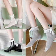 Lolita Lace Socks Summer Thin Bow Jk Women Socks Japanese Cute Lace Bow Socks