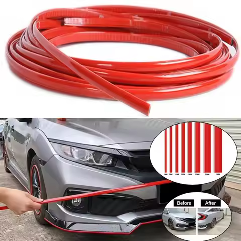 Red Automotive Bumper Guard 3M/5M Self-Adhesive PVC Strip For Scratch Prevention Car Accessories