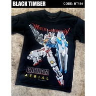 Fashion BT 184 Gundam Aerial The Witch From Mercury เสื้อยืด สีดำ BT Black Timber T-Shirt ผ้าคอตตอน สกรีนลายแน่น  Tee