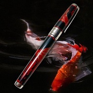 3952老山羊-天然漆彩繪筆 X800 紅鯉魚 玫瑰金鋼尖鋼筆