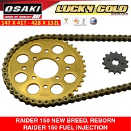 Raider 150 (New Breed Reborn) Raider 150 Fi  (14T-41T X 428-132L) Osaki Lucky Gold Chain and Sprocke