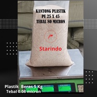 plastik beras 5 kg polos plastik bening ukuran 25x45 cm bahan pe murni