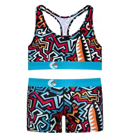 Ethika Women Men 2pcs Outfit Shorts Set Fitness Bra Boxers Club Spandex Sleeveless Vest Shorts Spand