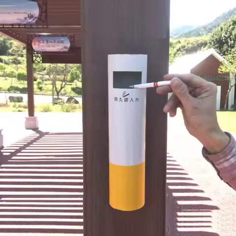 Stainless Steel Wall Ashtray Smokless Outdoor Ash Bin Windproof Cigar Butt Divertor for Public Place