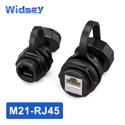 M21 RJ45 Waterproof Connector Industrial Ethernet M25 CAT6A Panel Type Network Plug Direct Waterproo