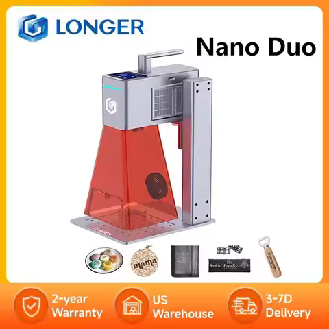 LONGER Nano Duo Laser Engraver,20W Blue+2W IR Laser,300×300mm,10000mm/s,0.00199mm,16MP AI Camera,3D 