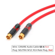 สายสัญญาณเสียง CANARE GS-6 ออดิโอไฟล์เกรด NEUTRIK NF2C หัวบัว RCA ชายกับชายป้องกันการรบกวนโคแอกเชียล
