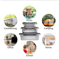 LEXNGO Microwavable Safe leak-proof stainless steel SUS316L food Storage Container Meal Prep food co