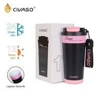 TERMOS CIVAGO (17oz/502ml) Two-Way Ceramic Coffee Mug with Hot and Cold Vacuum Thermos Lid