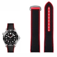 20mm 22mm New Rubber Silicone back Watch band Nylon Watchband For Omega Seamaster 300 Speedmaster 8900 Planet Ocean series