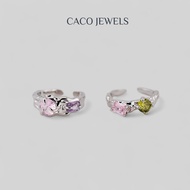 CACO 316L Titanium Steel Ring with Rose Green Amethyst Quartz Crystal "Sakura" (1 Piece)