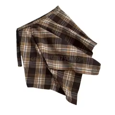 Tieback Shirt Extenders Half Length Skirt Underskirt Checkered Layering Fake Top J78E