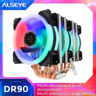 ALSEYE DR-90 CPU Cooler 6 Heatpipe With RGB 4Pin CPU Fan High Quality CPU Cooling New Arrival Support LGA775/115X/1200/1366/2011