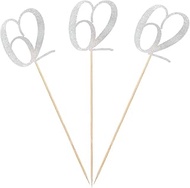 Silver Glitter 62nd Birthday Centerpiece Sticks, 12-Pack Number 62 Table Topper Anniversary Party De