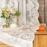 French Style Lace Curtain Exquisite Embroidered Lace Flowers White Curtain Luxury Curtains Sheer Curtain for Living Room Suitable for All Types Rod/Hook/Ring Hole/Self-adhesive Wedding Curtain for Bedroom Home Decor