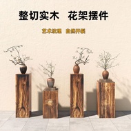 Carbonized Color Solid Wood Solid Square Pine Pier Flower Base Wooden Pile Entrance Lonely B & B Stu