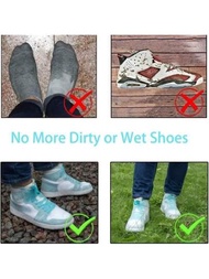 1對戶外用橡膠雨鞋套,矽膠防水鞋套,雨天鞋套,可重複使用防滑雨鞋