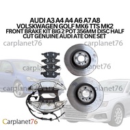 AUDI A3 A4 A4 A6 A7 A8 VOLSKWAGEN GOLF MK6 TTS MK2 FRONT BRAKE KIT BIG 2 POT 356MM DISC HALF CUT GEN