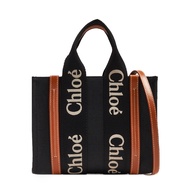 Chloe Woody tote bag 新款帆布兩用小號托特包/平行輸入/ 黑橘